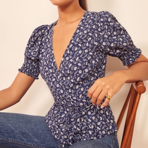 Poire Floral Wrap Blouse - Picture 4 of 4